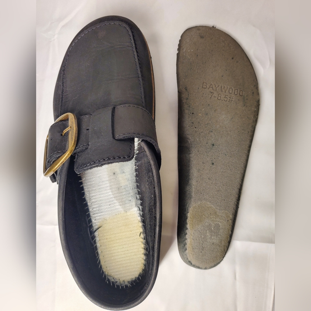 White Mountain Bueno Mule Blackless Black Suede Leather Cork Platform Sz 7-8.5 - Picture 15 of 16